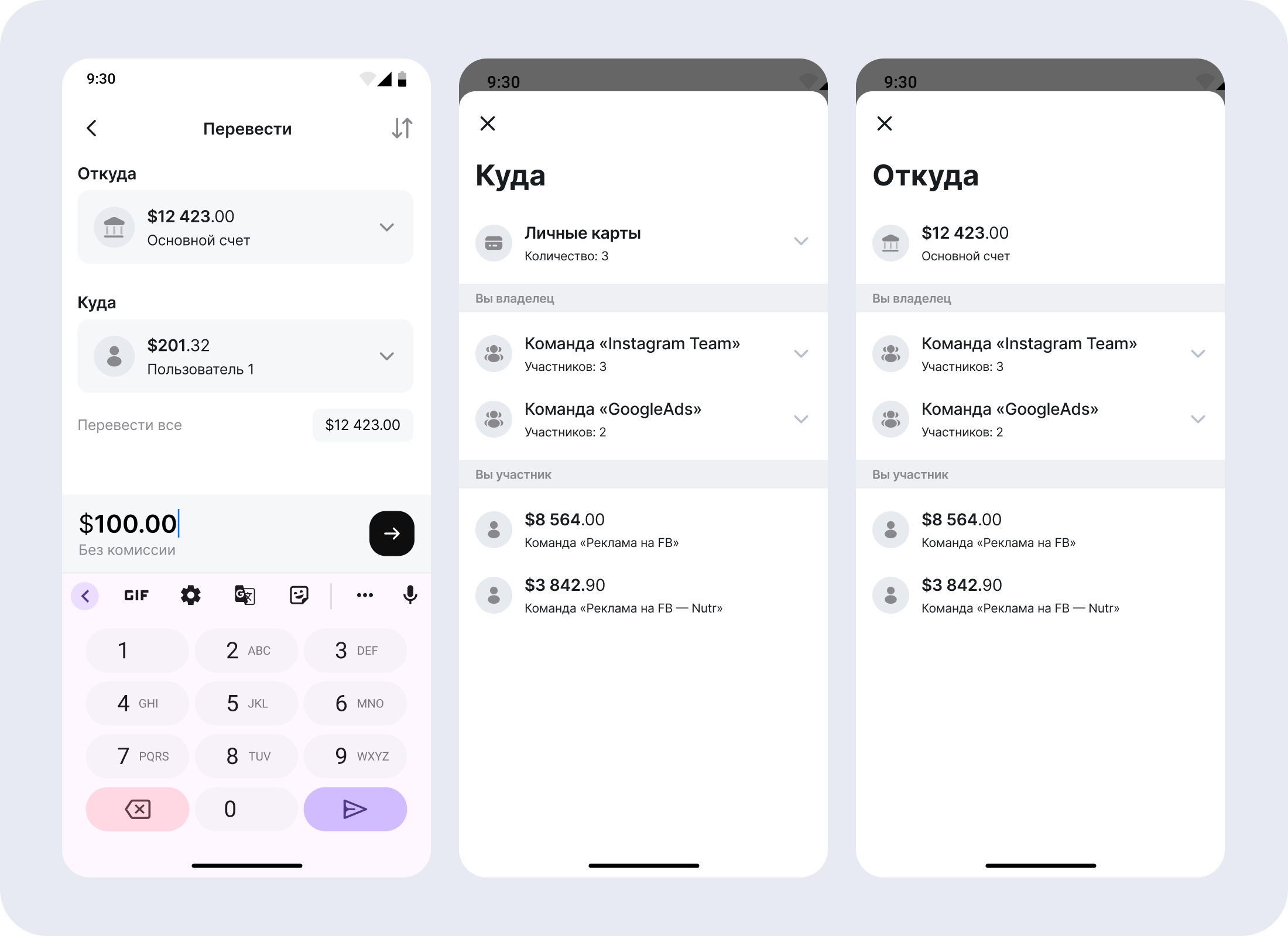 Сценарий 3. Перевод пользователю
