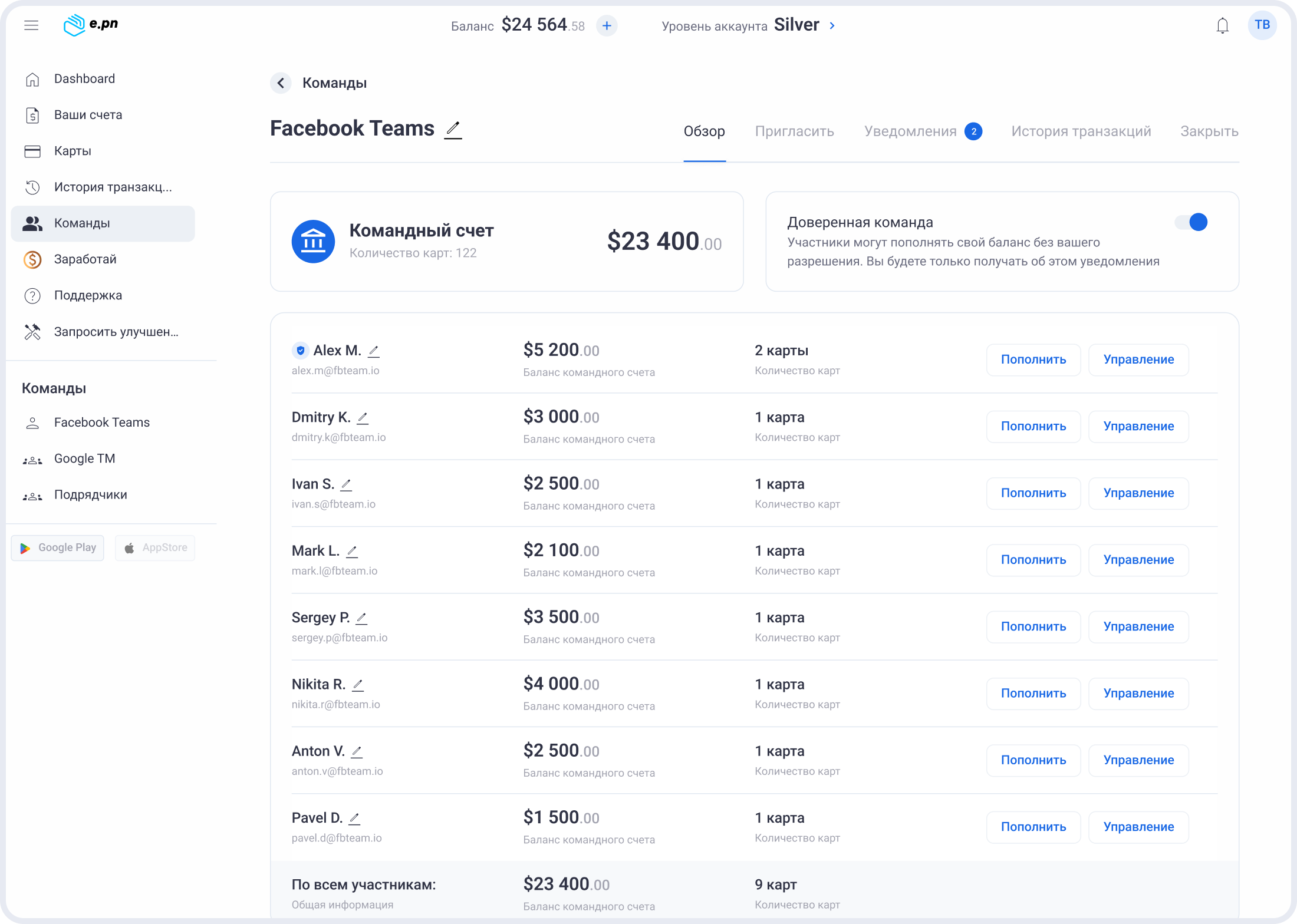 Сценарий 6. Командная работа — экран 3